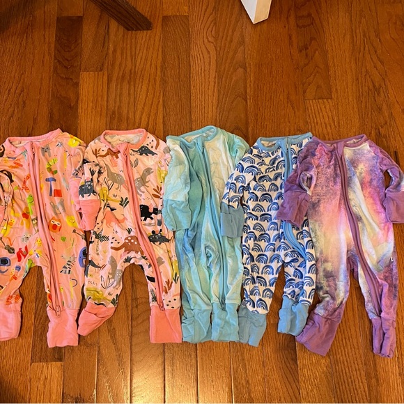 Little sleepies preemie set of sleepers zippy pajamas blue pink